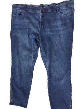 C&A Plus Size Skinny Cropped Jeans Denim Zip Ankle Stretch Pre Washed Blue 24